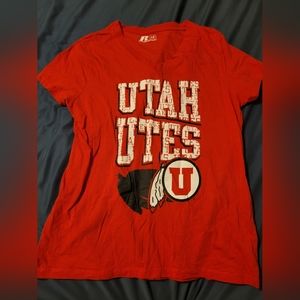 Russell University Of Utah Utes Womans T Shirt Large White Spell Out Logo